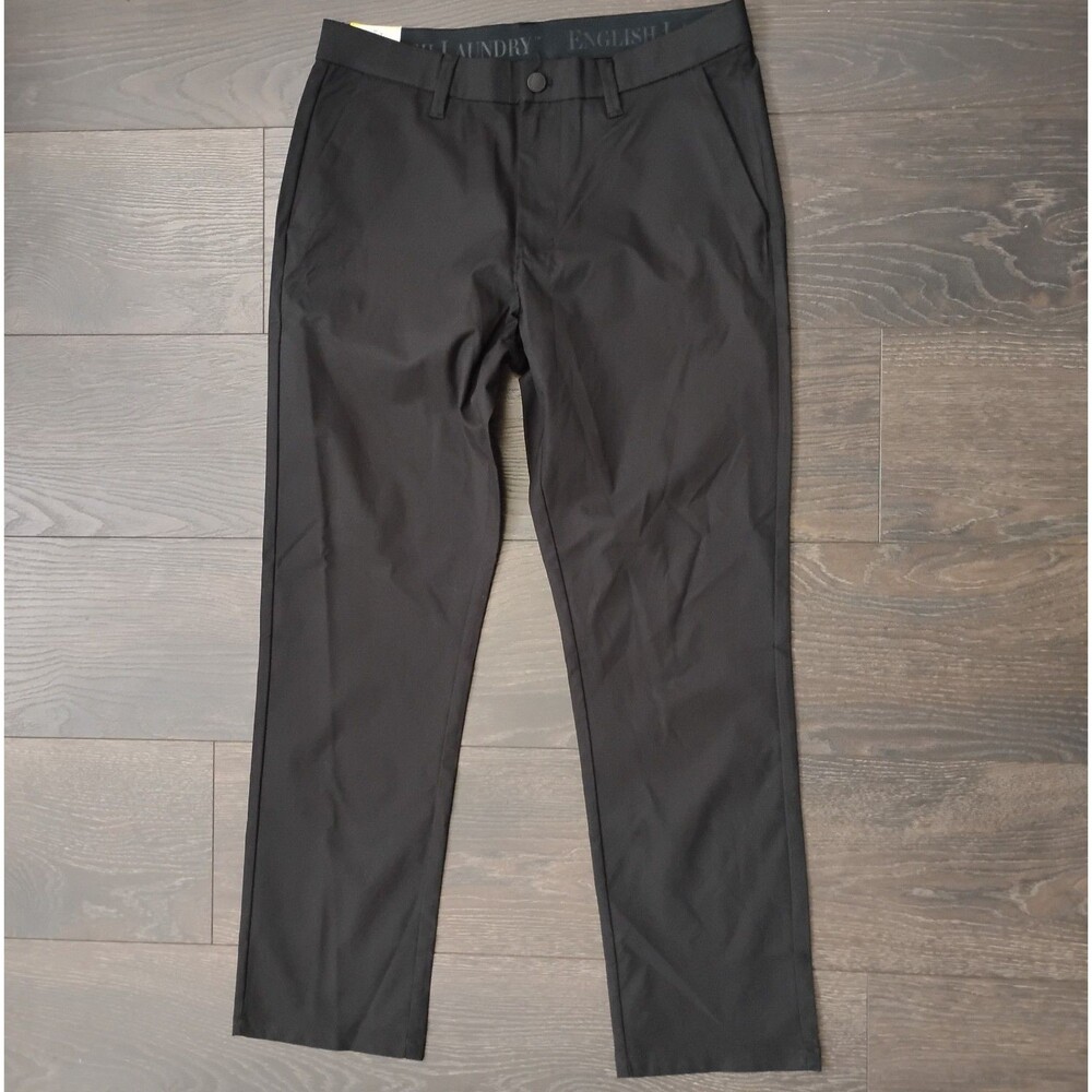 New English Laundry Slimmer Straight Leg Pants Men Black 32x30 Chic Casual